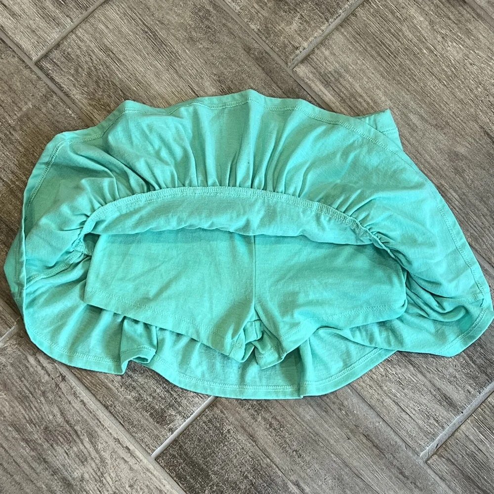 Green Soda Girls Skirt Skort Aqua Blue Ruffle Layered Pull On Casual Cute MD 7/8